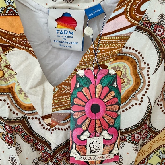 ANTHROPOLOGIE Farm Rio V Neck Flutter Sleeve Dress - Picture 3 of 15